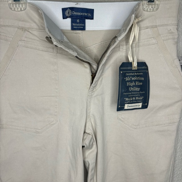 NWT Democracy Women's Pants 6 "Ab" Solution High Rise Utility Khaki - Picture 7 of 8